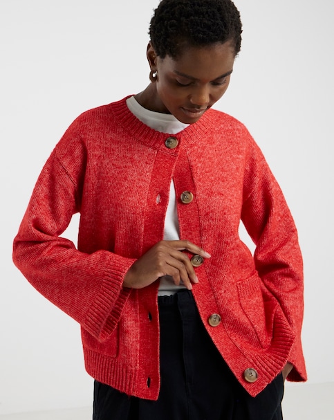Re-luxe Red Wide Sleeve Cardigan