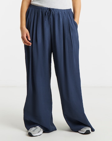 Simply Be Navy Palazzo Twill Trouser