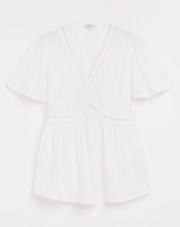 Trim Detail Flutter Sleeve Top