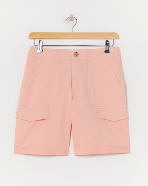 Peach Stretch Cotton Cargo Shorts