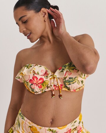 Figleaves Fruit Print Frill Underwired Bandeau Bikini Top