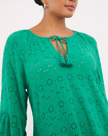 Beach to Beach Green Broderie Beach Dress