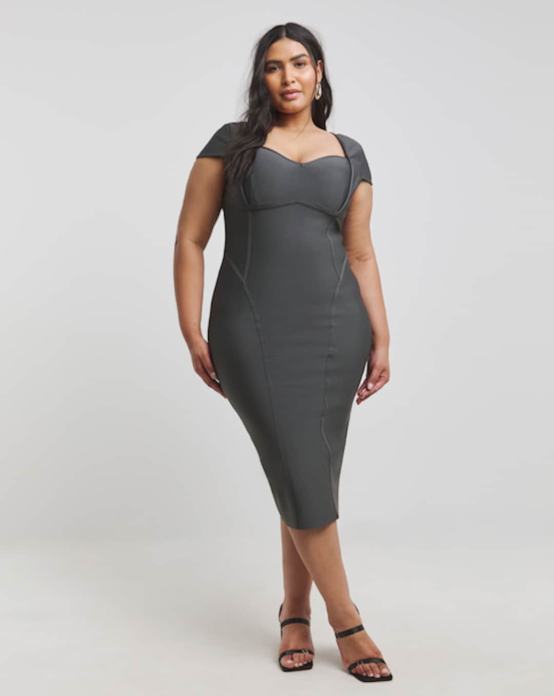 bodycon dress size 20 Plus Size Yanira Pinstripe Bodycon Dress- Navy 3X / Navy at Curvy Sense