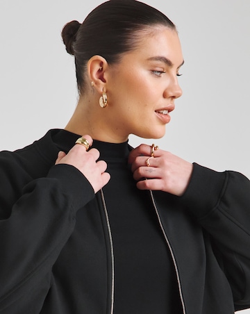 Black Zip Through Bomber Jacket