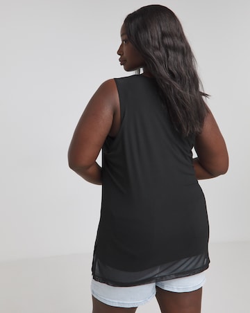 Black Mesh Longline Sleeveless Top