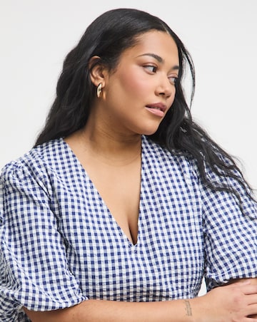 Simply Be Navy Gingham Smock Dress