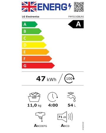 LG TurboWash F4Y511GBLN1 11kg Washing Machine - Slate Grey + Install