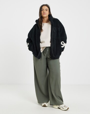 Black Sherpa Teddy with Bow Sleeve Detail