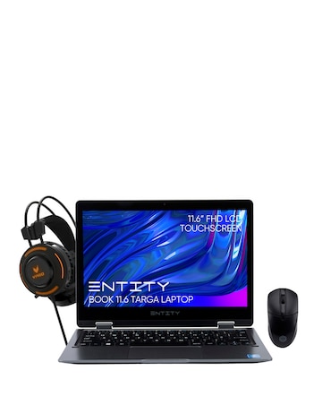 Entity 11.6in Yoga Intel 128GB Windows Laptop, Wireless Mouse and Headset Bundle
