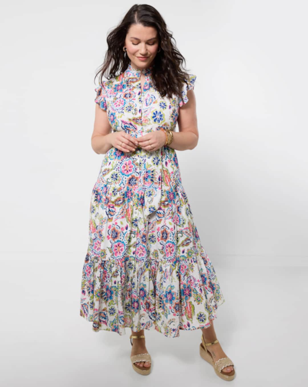 joe browns dresses size 18 Joe Browns Border Print V-Neck Strappy Maxi Dress