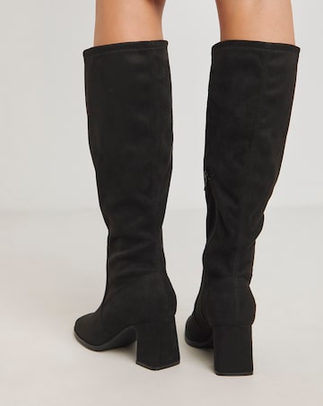 Chana Classic Knee High Heeled Stretch Boots - Standard Fit (D) & Standard Calf