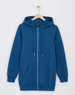 Indigo Longline Zip Hoodie