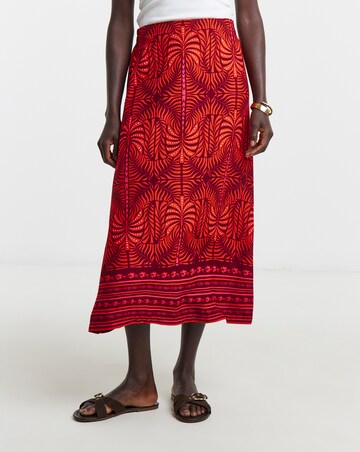 Printed Linen A Line Skirt