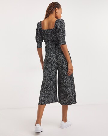 Shirred Waffle Culotte Jumpsuit