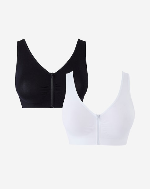Pretty Secrets (2 Pack)  Zip Front Fastening Comfort Tops (Fits Up To D)