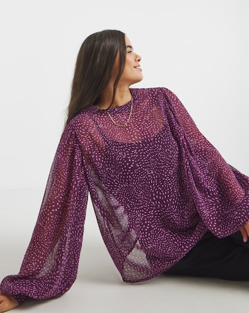 Simply Be Exaggerated Sleeve Georgette Blouse