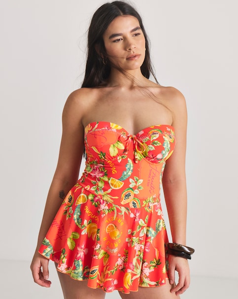Figleaves Bandeau Underwired Tummy Control Swimdress