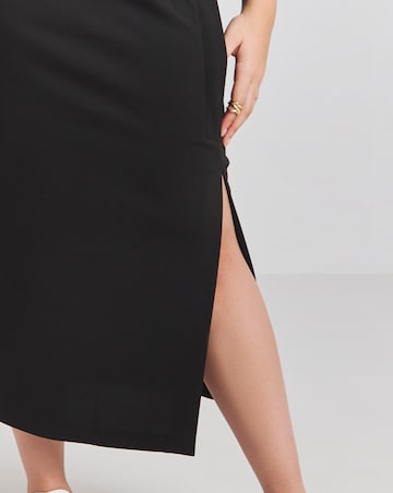 Simply Be Black Ponte Wrap Midaxi Skirt