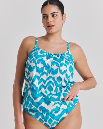 JD Williams Ikat Print Blouson Tankini Top
