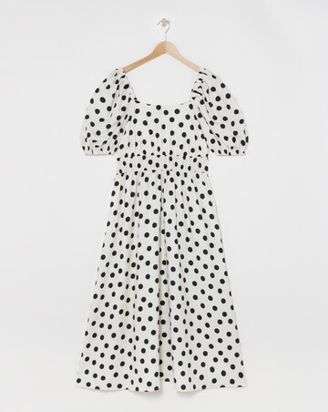 Flounce London Ivory Crepe Spotted Midaxi Dress