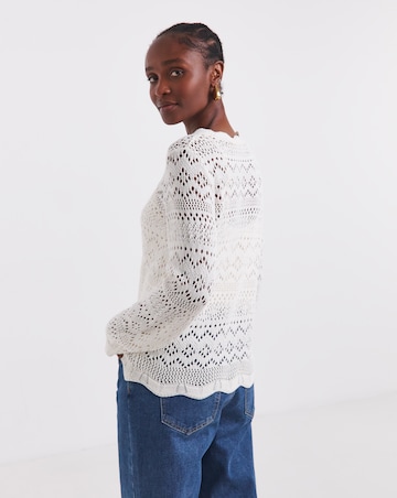 Simply Be Ivory Pointelle Hole Knit Jumper
