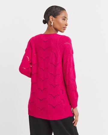 Rasberry V-neck Open Stitch Tunic