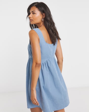 Simply Be Blue Apron Smock Dress With Pockets