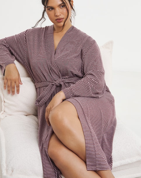 Pretty Secrets Stripe Soft Knit Dressing Gown