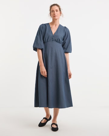 Stripe Button Detail Tea Dress