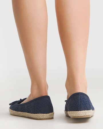 Simply Be Arielle Broderie Ballerina Espadrille - Wide Fit (E)