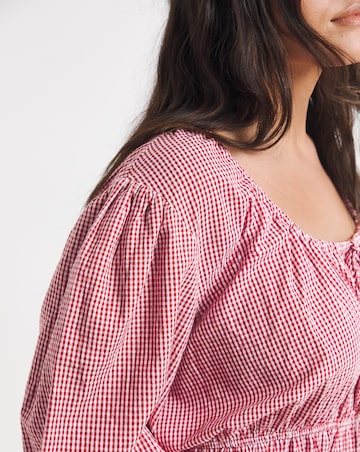 Red Check Short Sleeve Blouse