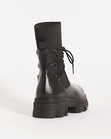 Arnis Lace Wraparound Chunky Short Boots - Wide Fit (E)