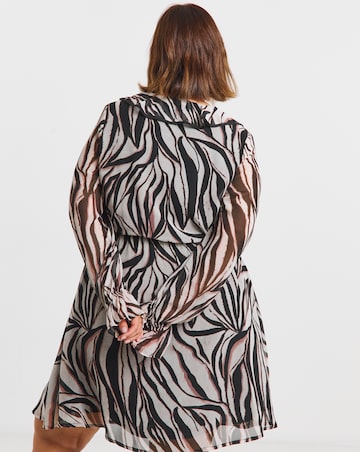 Simply Be Zebra Print Georgette Frill Skater Dress