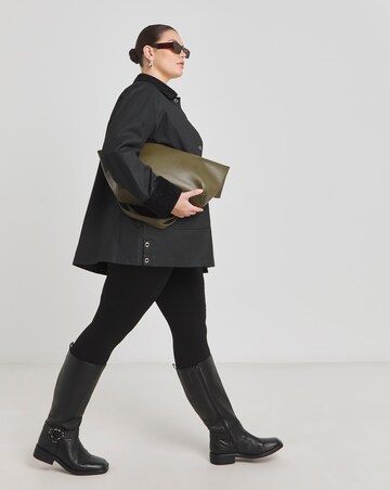 Black Cord Collar Waxed Jacket