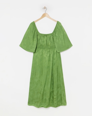 Simply Be Olive Satin Jacquard Tie Back Midi Dress