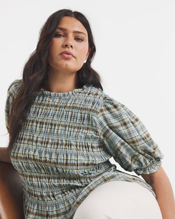 Multi Check Peplum Blouse