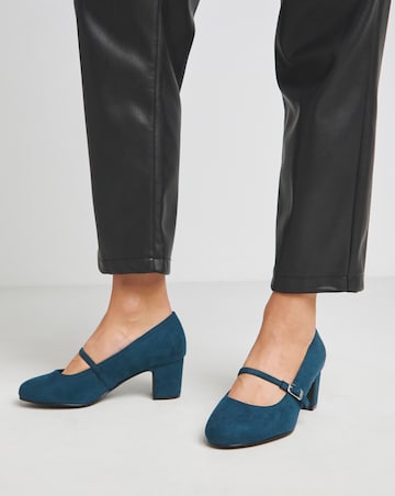 Lorraine Low Block Heel Mary Janes - Wide Fit (E)