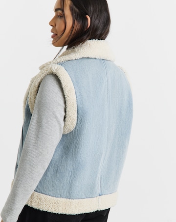 Light Wash Borg Lined Denim Gilet