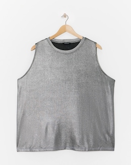 Pewter Crew Neck Foiled Tank