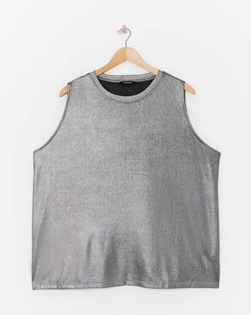 Pewter Crew Neck Foiled Tank