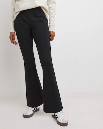 Black Flared Ponte Jersey Pull On Trouser