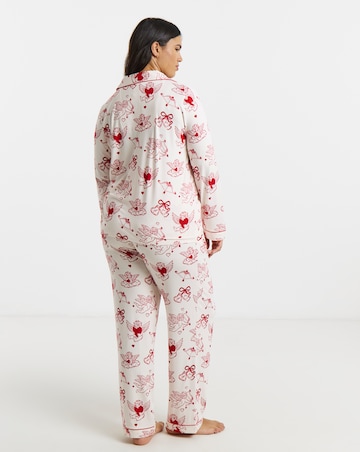 Chelsea Peers Classic Button Up Pyjama Set Valentines Cherub Print