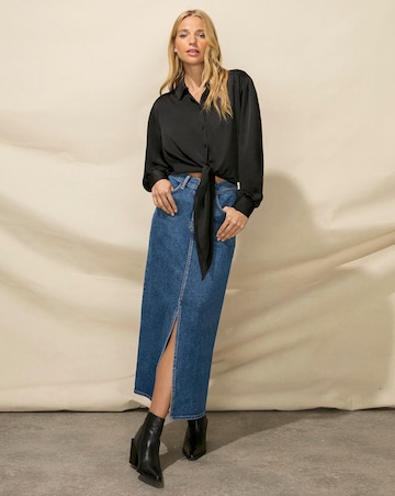 Ro&Zo Satin Tie Front Shirt