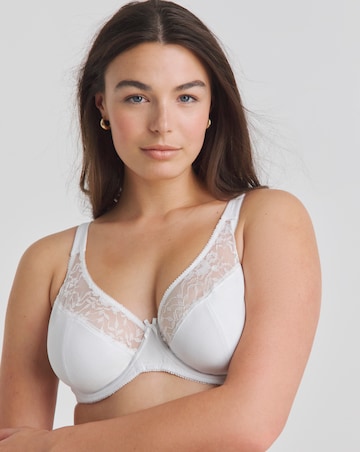 Pretty Secrets (2 Pack) Cotton Lace Full Cup Wired Bras (B-G) White/Black