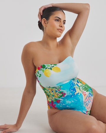 Simply Be Positano Print Bandeau Swimsuit