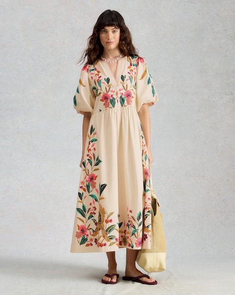White Stuff Maeve Embroidered Midi Dress