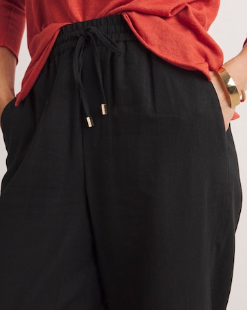 Anthology Linen Mix Black Barrel Leg Trousers