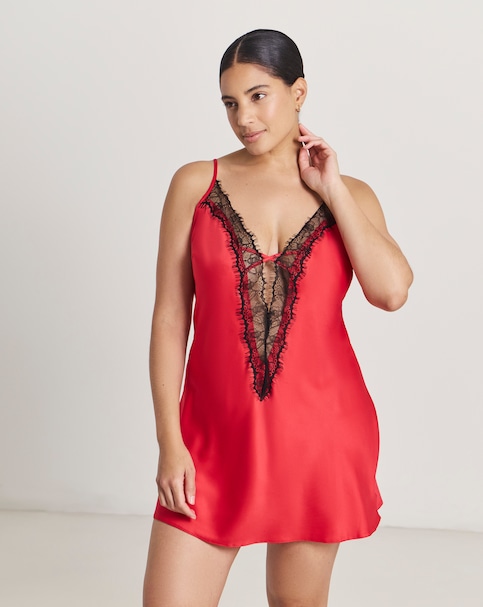 Ann Summers Cherryann satin Lace Chemise Red