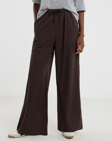 Chocolate Pinstripe Drawstring Wide Leg Trouser