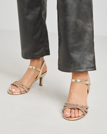 Kimberley Diamante Knot Detail Kitten Heel Sandal - Wide Fit (E)
